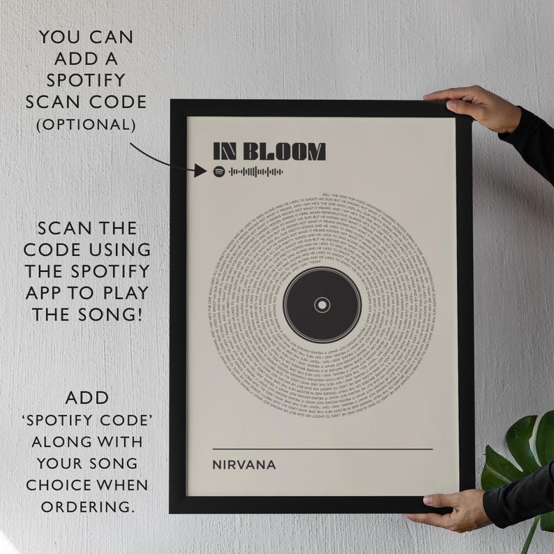 Retro Song Lyrics Record Print Personalised Music Art Gift Any Artist