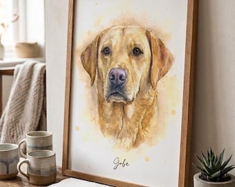 Dog Pet Portrait: Personalised Custom Watercolour Art Print