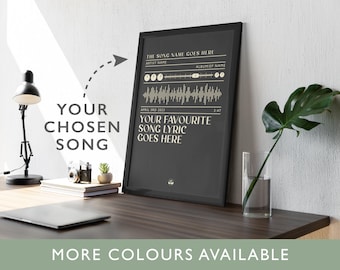 Personalised Song Lyrics Art Print • Music Lover DJ Mix • Custom Framed Gift Print • Band Poster • Anniversary • Valentines Day Gift • Home