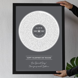 Song Lyrics Record Print Personalised Music Art Gift Artist Band Singer Framed Lyric Birthday Anniversary Wedding First Dance Home afbeelding 6