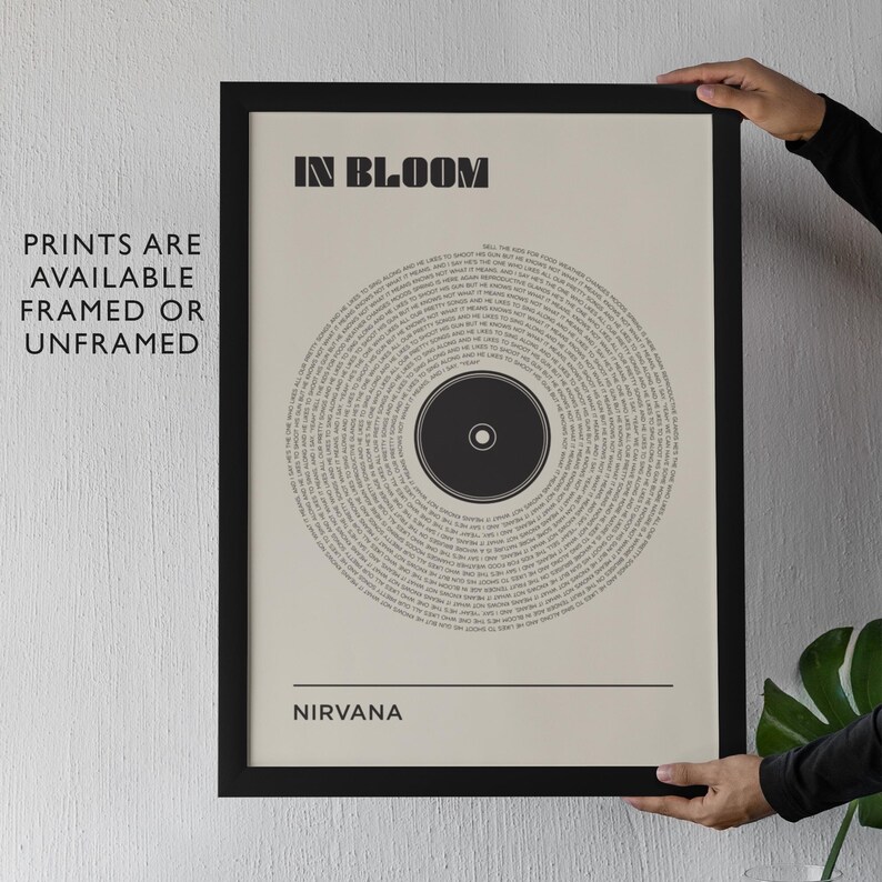 Retro Song Lyrics Record Print Personalised Music Art Gift Any Artist