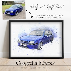 Custom Car Art Watercolour Painting Personalised Artwork • Custom Framed Motorsport Print • 1st Car • Bike • Father's Day Gift Watercolour
