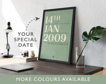 Personalised Special Date Art Print • Custom Framed Gift Print • Wedding Day • Baby Born • Anniversary • Birthday • Typography • Home Decor