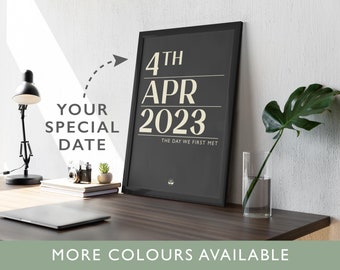 Personalised Special Date Art Print • Custom Framed Gift Print • Wedding Day • Baby Born • Anniversary • Birthday • Typography • Home Grey