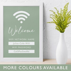 Wifi Network Password Sign • Home / Business • Hotel Internet Sign In • Modern Style Minimalist • Green Blue Orange Pink Red Grey Black