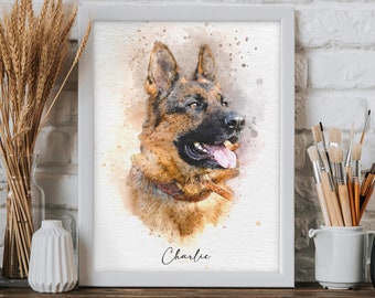 Personalised Pet Portrait: Custom Watercolour Art Print
