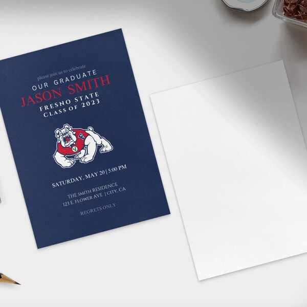 Fresno State Graduation, Graduation Party Invitation, Graduation Invitation Template, high School Graduation, Graduation Party Invite