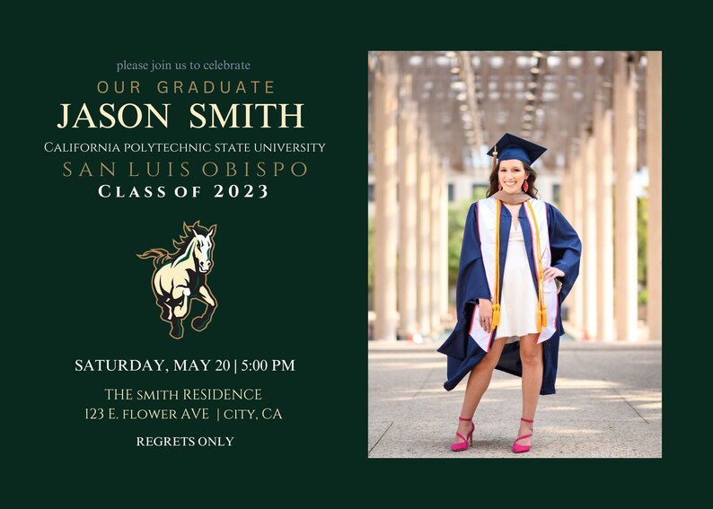 Cal Poly SLO Graduation, Graduation Party Invitation, Graduation