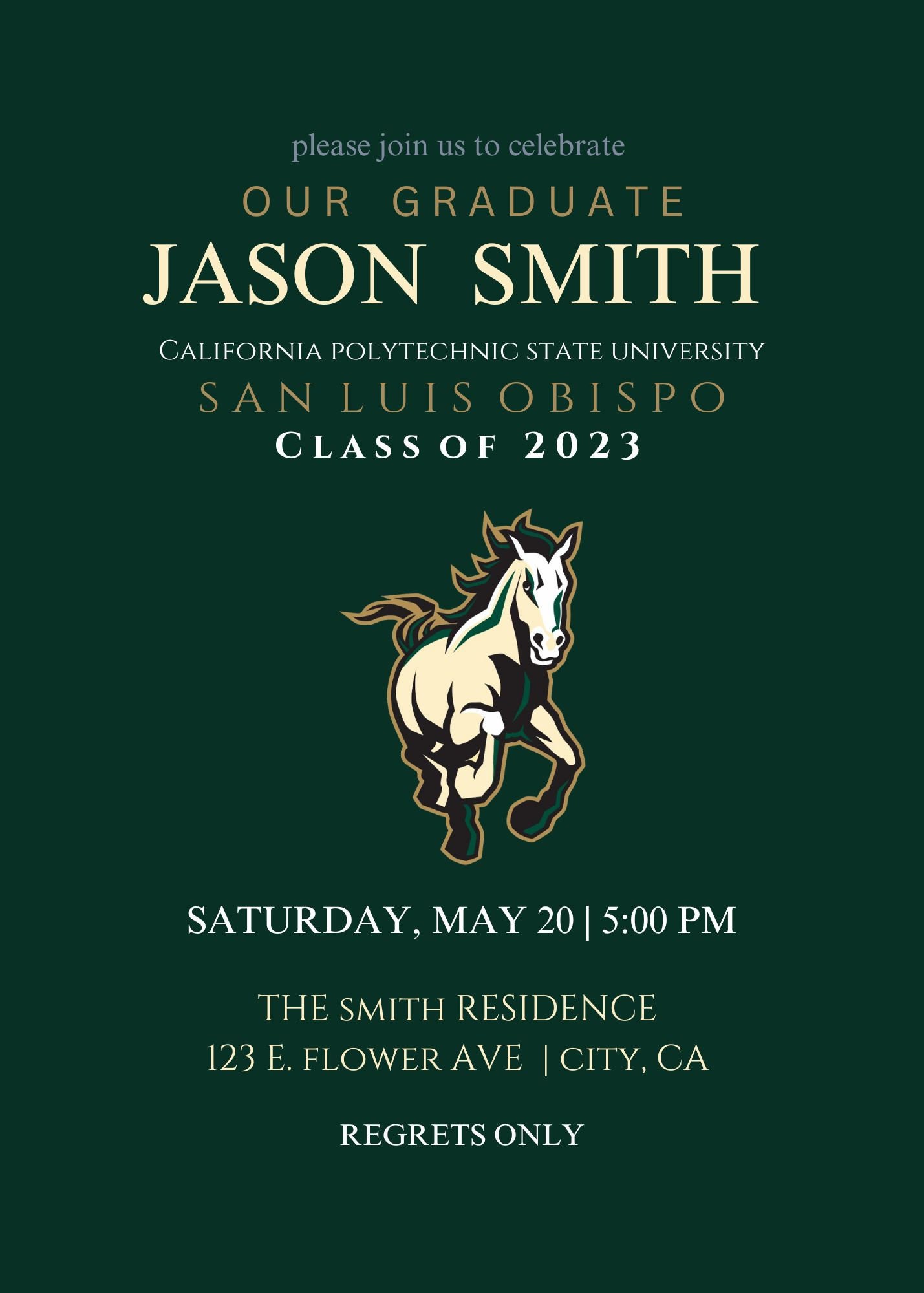 Cal Poly SLO State Graduation, Graduation Party Invitation, Graduation