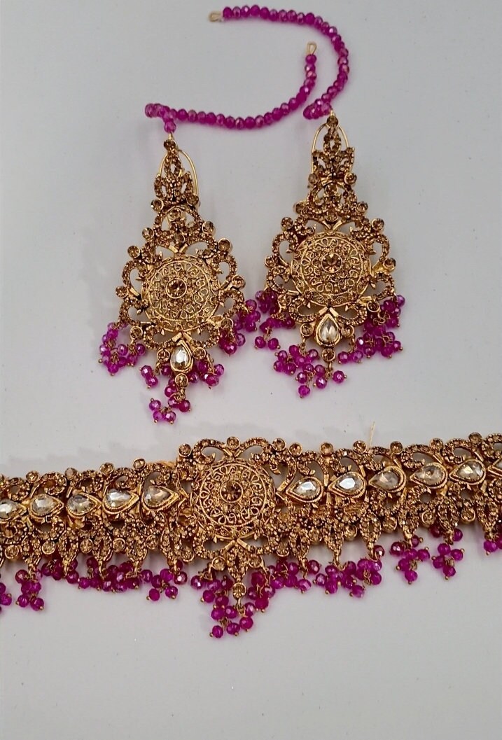 Magenta jewellery set deals