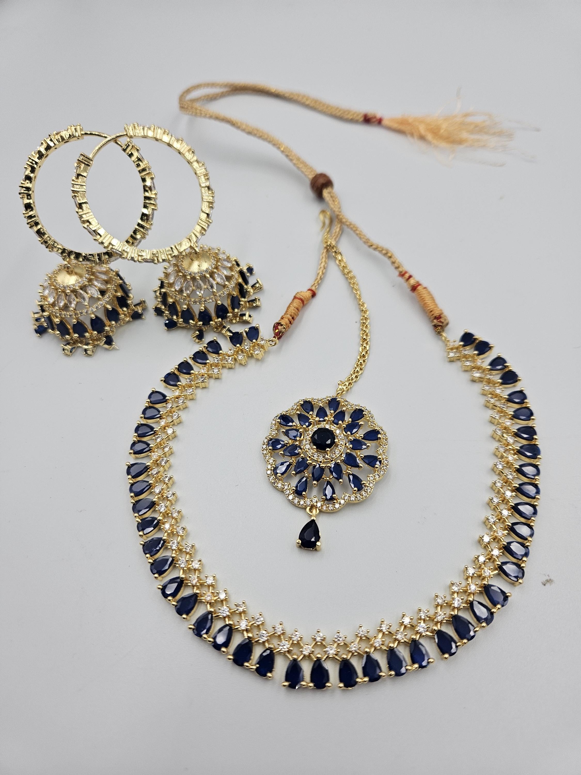 Kundan Choker Indian Jewelry Navy Blue Jewelry Sets Online Indian