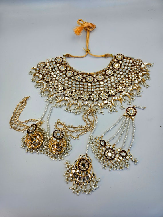 Heavy Bridal India Pakistani Necklace Set With Tikka