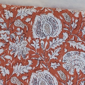 Kantha Quilt Indian Handmade Quilted Pościel Narzuta na łóżko lekka kołdra ręcznie szyta kołdra z nadrukiem w blokach bawełniana kołdra neutralna kołdra