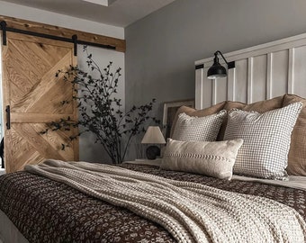 Brown floral quilt Bedding Bedspread Floral Kantha Bedding HandBlock Flower Print Throw Cotton Light Weight Summer woodblock print quilt