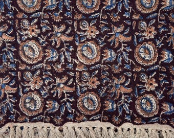 Premium Rustic boho look, fits Your style Handmade Sofa Throw, Handblock Print Cotton Blanket, Lightweight Decorative Throw with Tassels