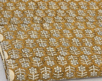Musterd Kantha Quilt Floral Kantha Quilt Block Print Quilt Musterd  Throw Blanket Bedding