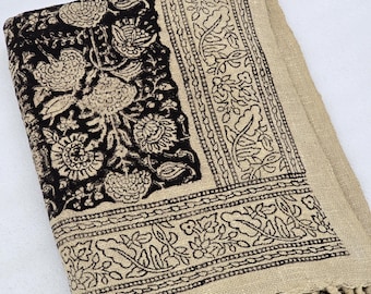 Premium Sofa Handmade Throw Hand block Print Throw Soft Boho Cotton Blanket Sofa Room Décor Tassels Hand Loomed Lightweight Decorative throw