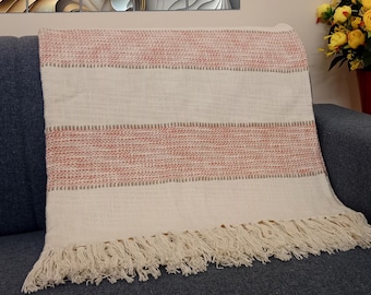 Premium Sofa throw Cozy Lightweight Knit Woven Cotton Decorative Couch, Bed Sofa Travel All Seasons Throw Soft Cotton Blanket, Home Decor