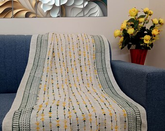 Premium Sofa throw Cozy Lightweight Knit Woven Cotton Decorative Couch, Bed Sofa Travel All Seasons Throw Soft Cotton Blanket, Home Decor