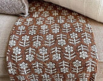Premium Sofa Throw, Hand block Print Throw, Soft Cotton Boho Throw Blanket Sofa Room Décor Tassels Hand Loomed Lightweight Decorative throw