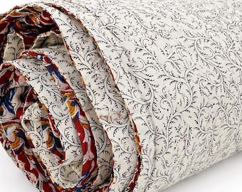Organic Cotton Kantha Quilt: Reversible Floral Print Bedspread