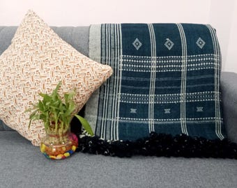 Premium Indian Wool Throw Blanket - Handwoven Brown Decorative Sofa Throw, Cottage Living Room Décor, Boho Winter Quilts, Housewarming Gifts