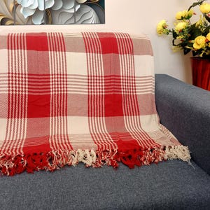 Premium Sofa throw Cozy Lightweight Knit Woven Cotton Decorative Couch, Bed Sofa Travel All Seasons Throw Soft Cotton Blanket, Home Decor