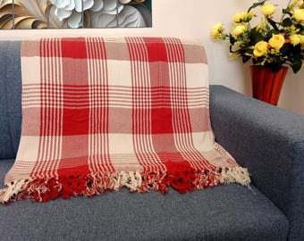 Premium Sofa throw Cozy Lightweight Knit Woven Cotton Decorative Couch, Bed Sofa Travel All Seasons Throw Soft Cotton Blanket, Home Decor