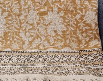 Woven Throw Block Print Throw  Cotton Throw Blanket, Boho Tassels Throw Boho Bedding Throw