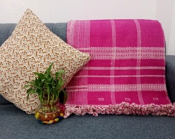 Premium Indian Wool Throw Blanket - Handwoven Brown Decorative Sofa Throw, Cottage Living Room Décor, Boho Winter Quilts, Housewarming Gifts