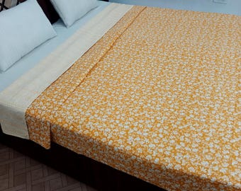 Handmade Kantha Bedcover Bedding Quilt Hand Block Floral Design Handblock Floral Print Kantha Throw Quilt Light Weight Block print quilt