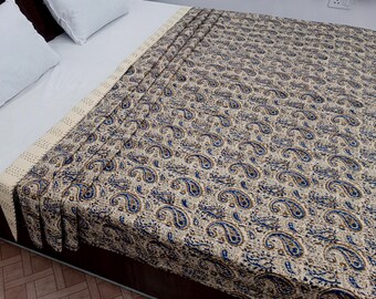 Kantha Bedcover Bedding Quilt Hand Block Floral Design Handblock Floral Print Kantha Throw Quilt Light Weight Block Print Quilted