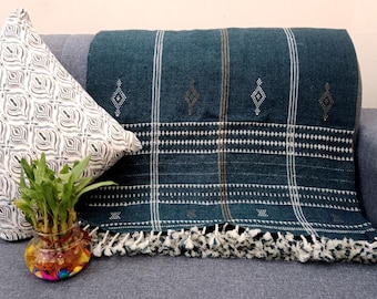 Premium Indian Wool Throw Blanket Brown Woven Designer Decorative Boho Bedding Throw Handmade Handwoven Sofa Throw Cottage Living Room Décor