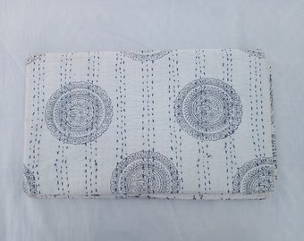 Indian Kantha Quilt Queen Cotton floral quilt Kantha Bedspreads Quilt Blanket Kantha Patchwork Quilts Block Print Kantha Throw.
