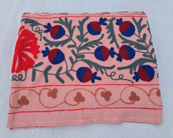 Hand Embroidered Suzani Tapestry: Vintage Floral Cotton Wall Hanging or Bedding Sofa Throw Sofa Throw Soft Cotton Blanket