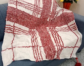Premium Sofa throw Cozy Lightweight Knit Woven Cotton Decorative Couch, Bed Sofa Travel All Seasons Throw Soft Cotton Blanket, Home Decor