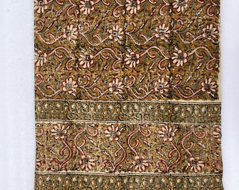 Luxury Multicolor Floral Hand Block Print Cotton Sofa Throw Soft Cotton Blanket Sofa Room Décor Tassels Hand Loomed Lightweight Throw