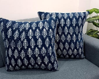 Decorative Cushion Covers Customize Size Pillows Shames Pillows Hand block Print Handmade Kantha Work Hand stitched Pillow 1 Pieces