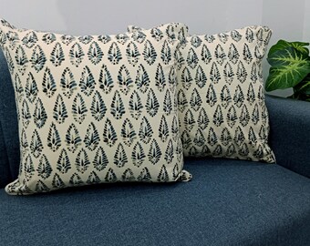 Handblock print Floral Print Cushion Covers Cotton Fabric All Size Pillow cases Handblock print Natural Colour Pillow Cover Pillowcase