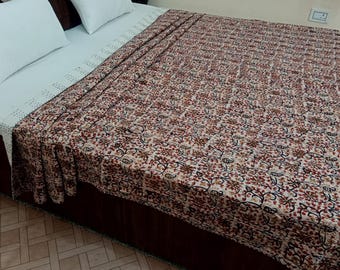 Kantha Bedcover Bedding Quilt Hand Block Floral Design Handblock Floral Print Kantha Throw Quilt Light Weight Block Print Quilted