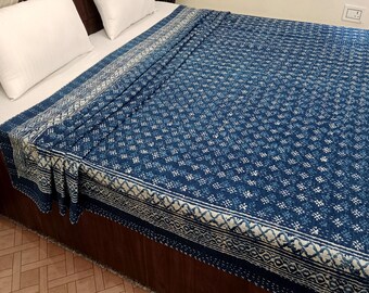 Kantha Bedcover Bedding Quilt Hand Block Floral Design Handblock Floral Print Kantha Throw Quilt Light Weight Block Print Quilted