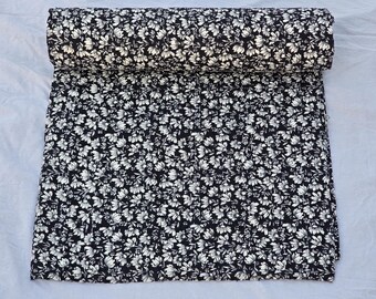 Black & white Floral Kantha Quilt Hand Block Floral Print Kantha Quilt: Lightweight Cotton Bedcover