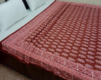 Premium Handmade Kantha Bedcover Boho Bedding Quilt Hand Block Floral Design Kantha Throw Quilt Light Weight Block Print Gift Of Home Decor