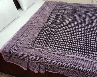 Kantha Bedcover Bedding Quilt Hand Block Floral Design Handblock Floral Print Kantha Throw Quilt Light Weight Block Print Quilted