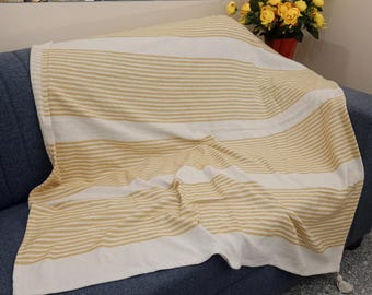 Premium Sofa throw Cozy Lightweight Knit Woven Cotton Decorative Couch, Bed Sofa Travel All Seasons Throw Soft Cotton Blanket, Home Decor