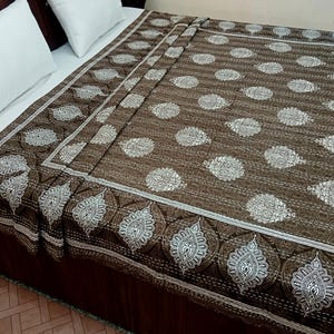 Brown Kantha Bedcover Bedding Quilt Hand Block Floral Design Handblock Floral Print Kantha Throw Quilt Light Weight Block print quilt