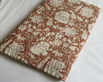 Hand Block Print Kantha Quilt: Floral Cotton Bedding Bedcover