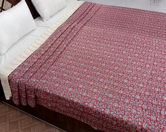 Kantha Bedcover Bedding Quilt Hand Block Floral Design Handblock Floral Print Kantha Throw Quilt Light Weight Block Print Quilted
