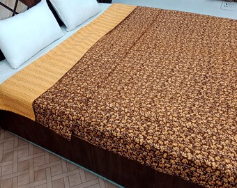 Kantha Quilt Bedcover Bedding Quilt Hand Block Floral Design Handblock Floral Print Kantha Throw Quilt Light Weight Block Print Quilted