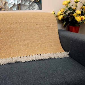 Sofa throw Cozy Lightweight Knit Woven Cotton Decorative Couch, Bed Sofa Travel All Seasons Throw Blanket with Tassels Cotton Throw Blanket